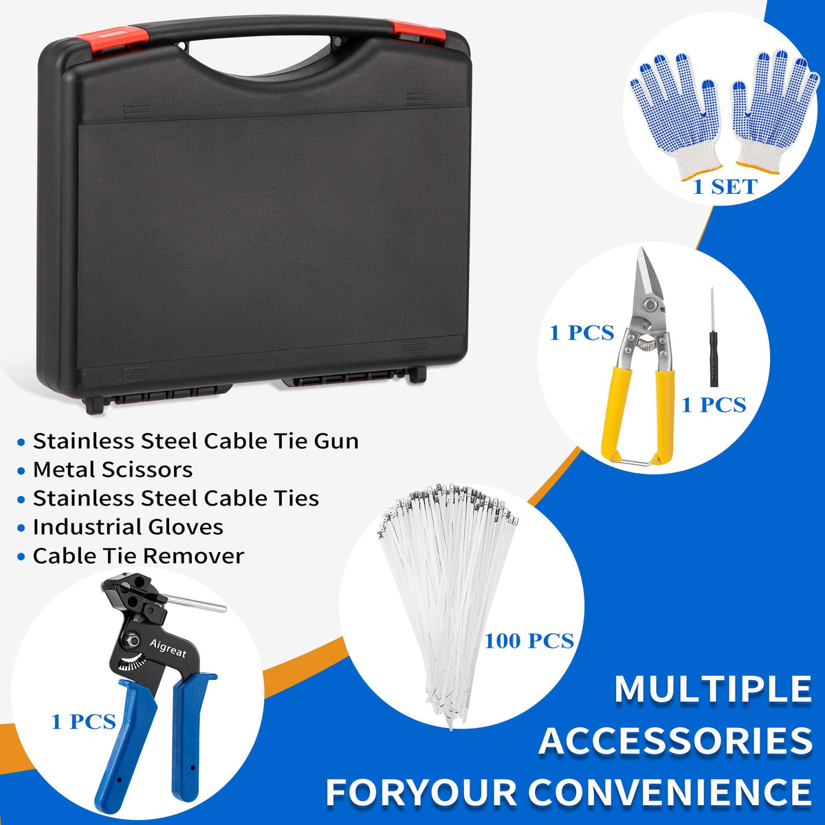 Aigreat supplied plastic case keeps tools organized on site.