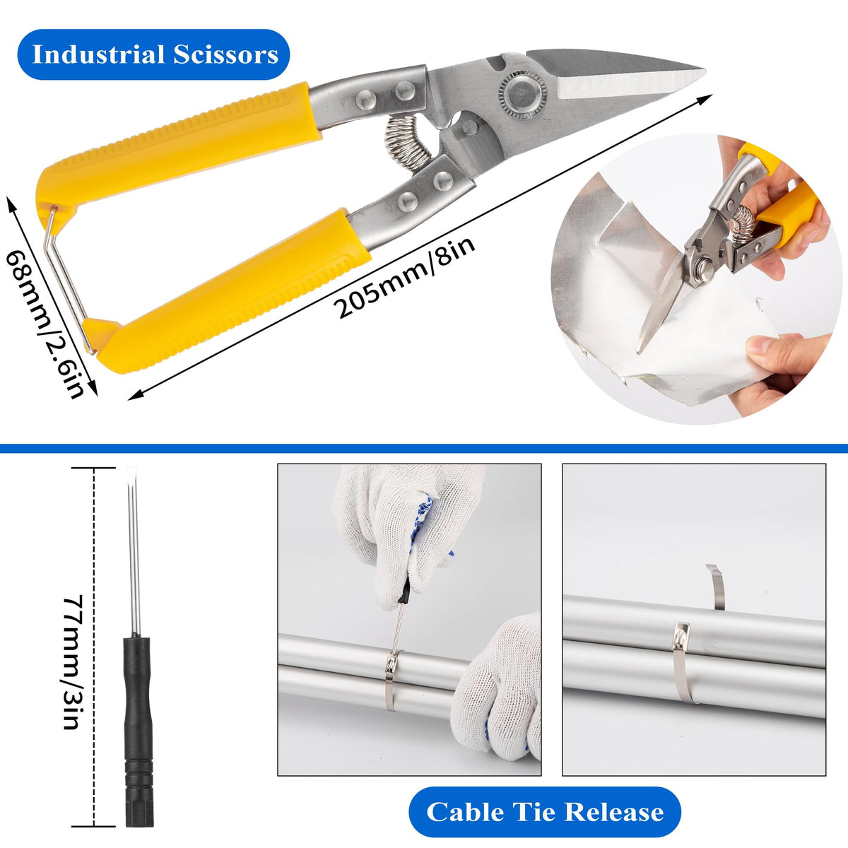 Aigreat industrial stainless steel shears help precise cuts.