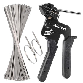 Aigreat metal tie wrap gun in action for quick, precise tensioning