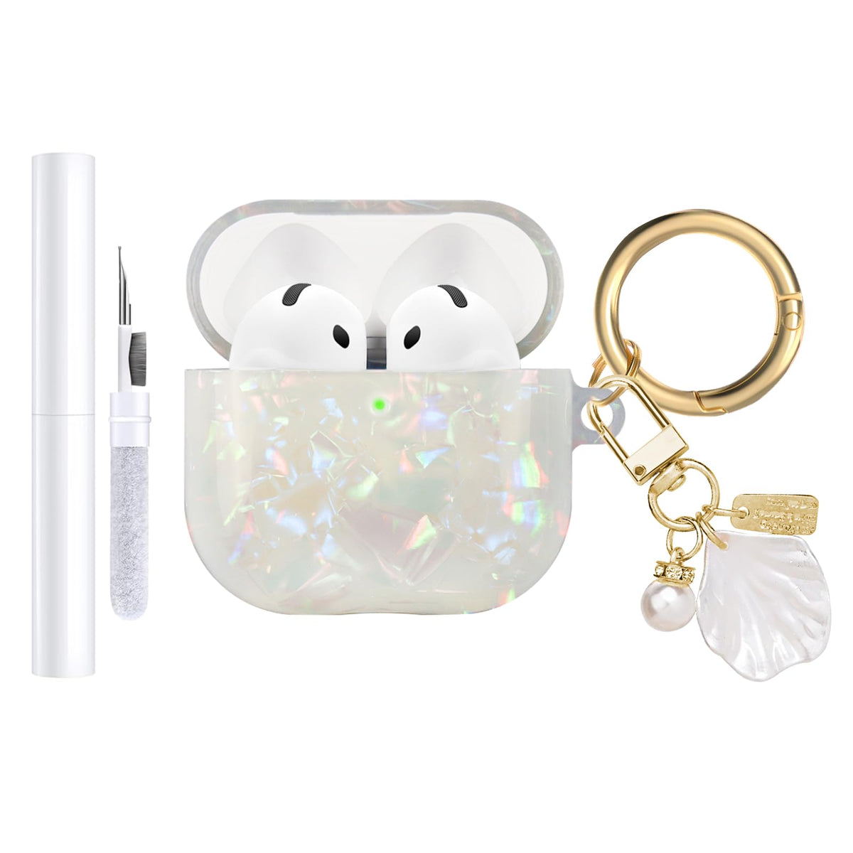 AIIEKZ AirPods 4 case with shell pattern for stylish protection.