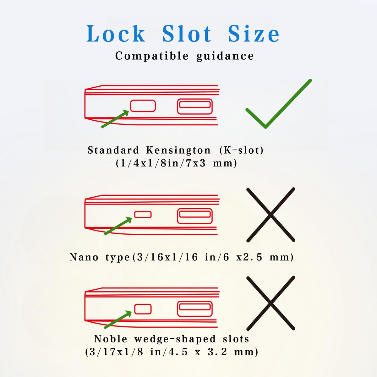 Aijmguo lock inserted into laptop 3x7mm slot showing secure attachment