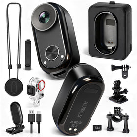 AIJOLLY 4K mini body camera front view compact and lightweight for hands-free recording.