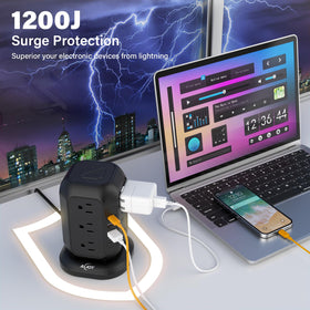 AiJoy flat plug and 10 ft cord for convenient placement behind furniture