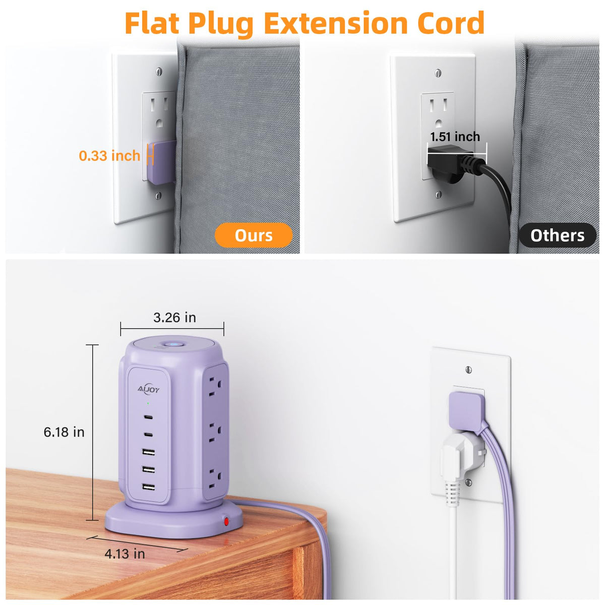 AiJoy power tower on a desk charging laptop and phone for organized workspace