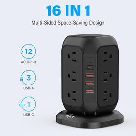 AiJoy side detail highlighting widely spaced outlets to fit large adapters easily