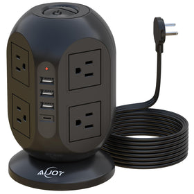 AiJoy Tower 8 outlets for powering multiple devices on a tidy workspace