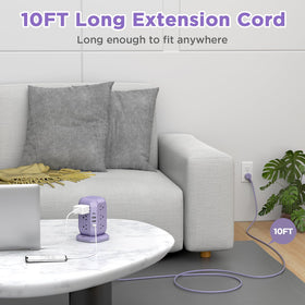 AiJoy side outlets detail with four-sided layout preventing blocked plugs