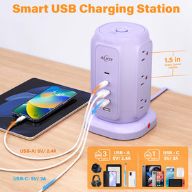 AiJoy USB-C and USB-A ports close-up with smart IC charging benefit