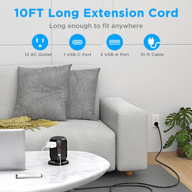 AiJoy close-up of USB ports offering fast 2.4A charging for phones and tablets