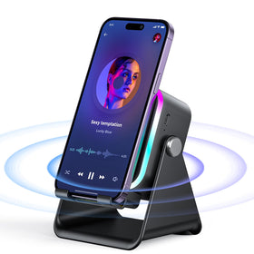 AIKELA front view of speaker stand showing compact all-in-one design and clear sound