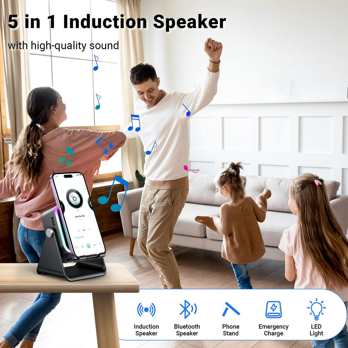 AIKELA close-up of induction pad demonstrating instant contact playback benefit