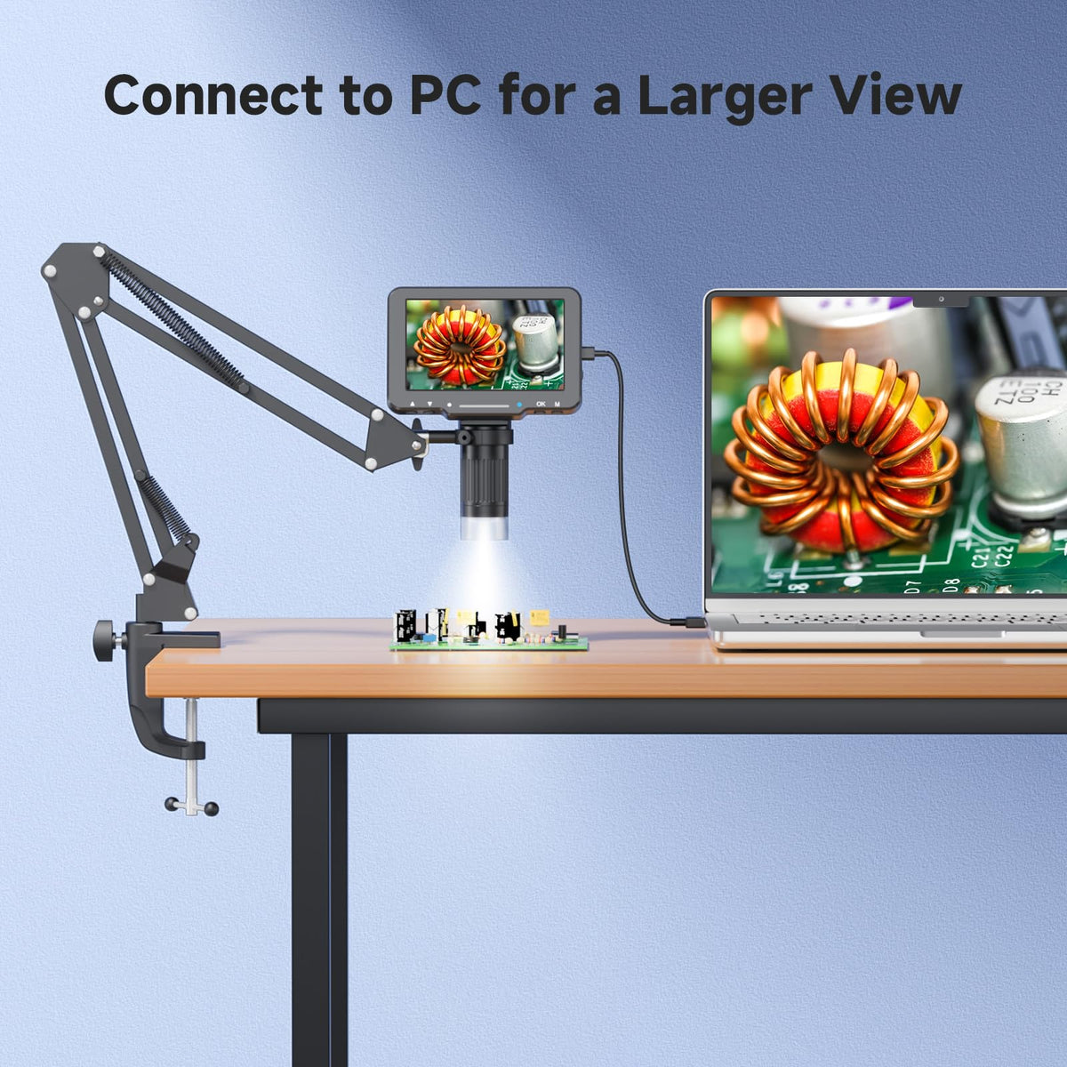 Aikokkl 1000x magnification USB microscope reveals tiny electronics details