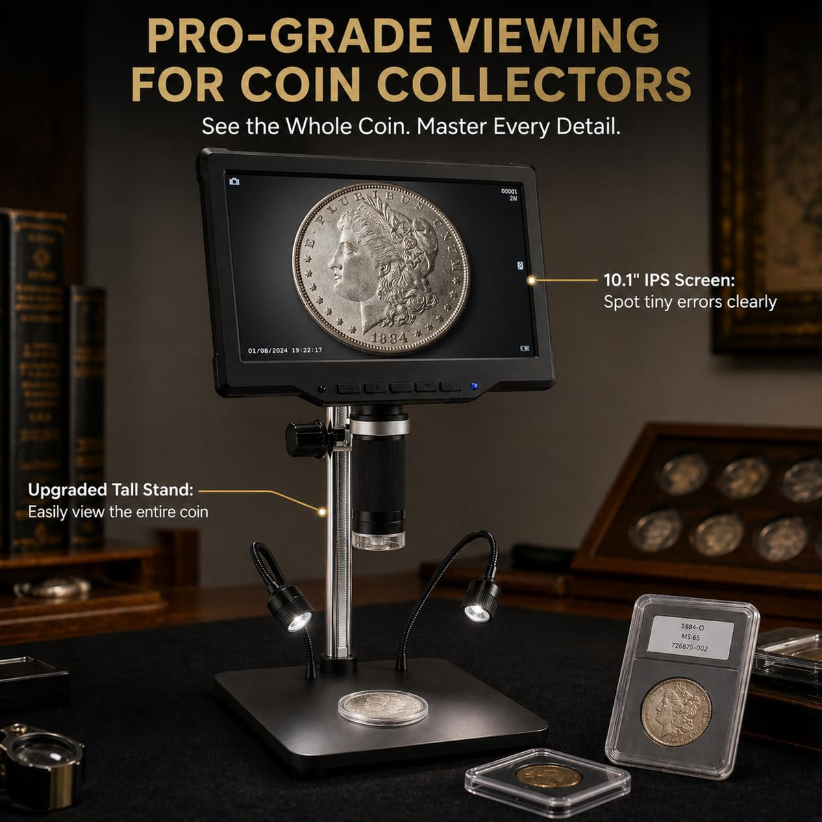 Aikokkl 5x-1200x magnification reveals fine details on small parts and electronics.