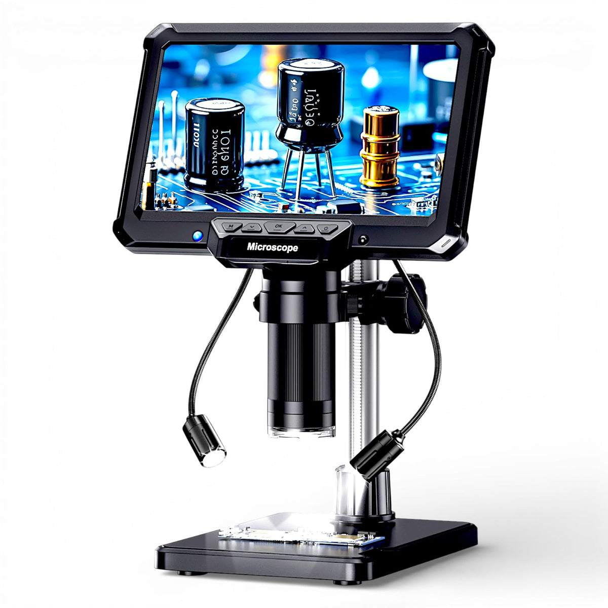 Aikokkl MK7 7-inch microscope stand enabling precise soldering tasks.