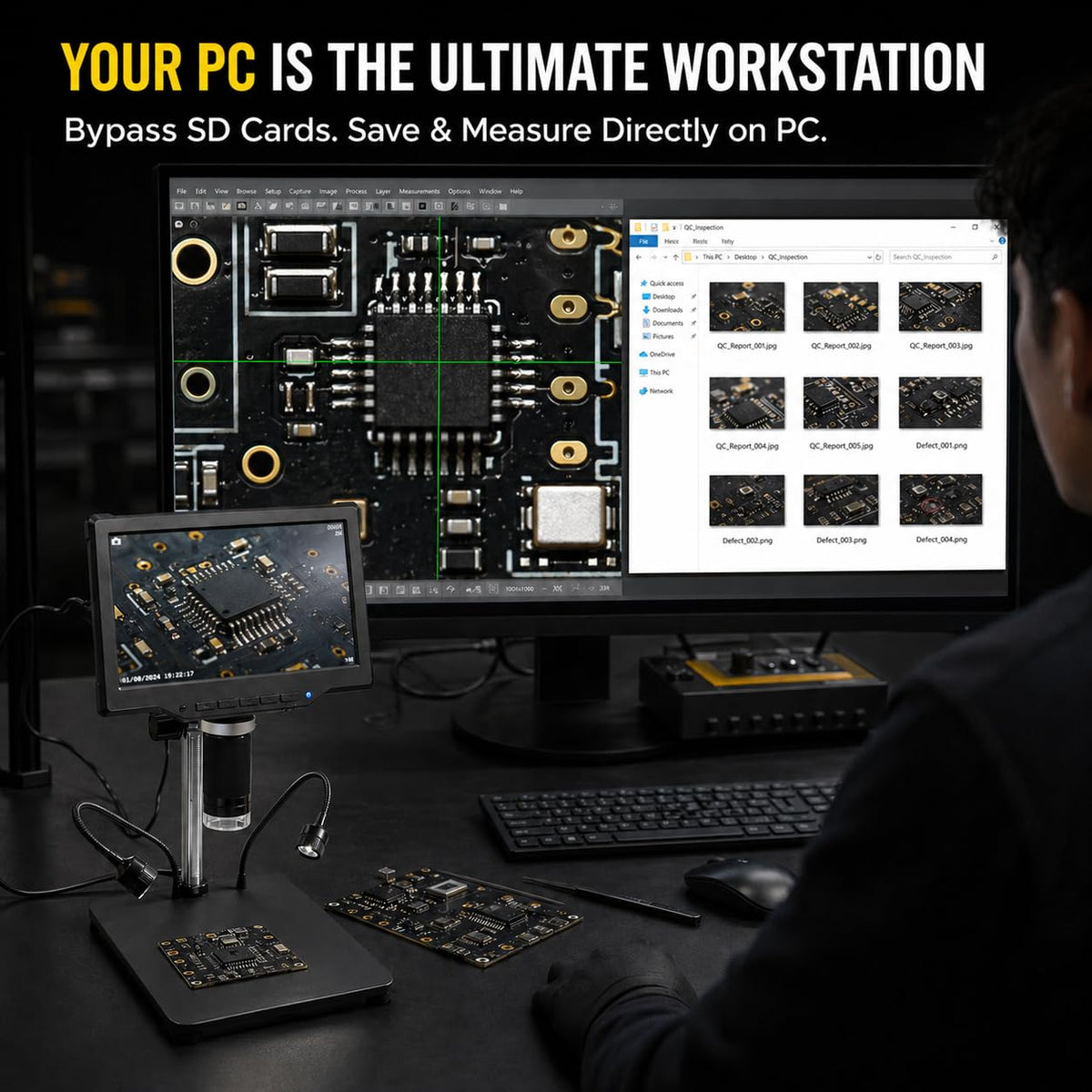 Aikokkl USB connection for PC view provides real-time monitoring on a larger display.