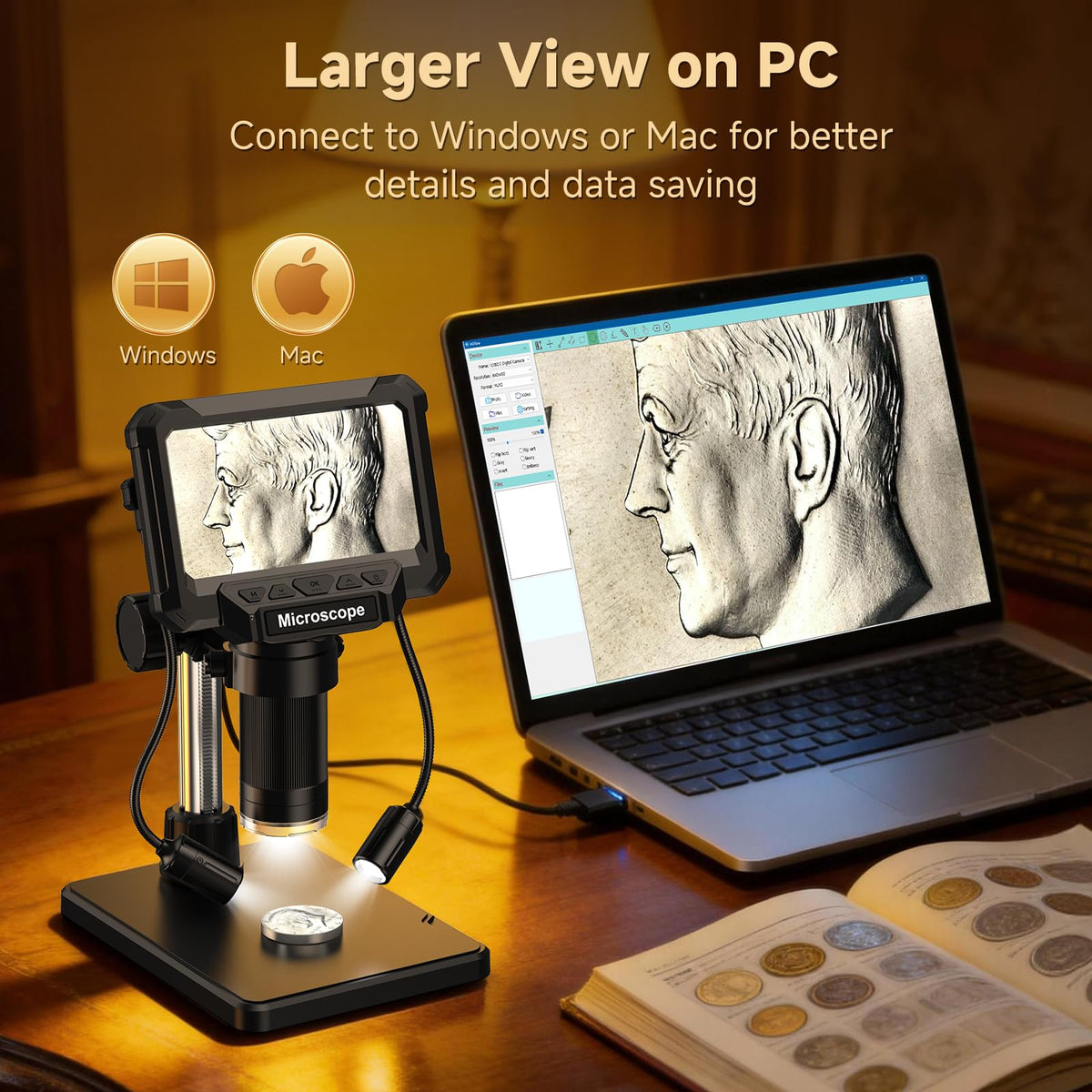 Aikokkl USB-C connection to PC for live view and archiving benefit
