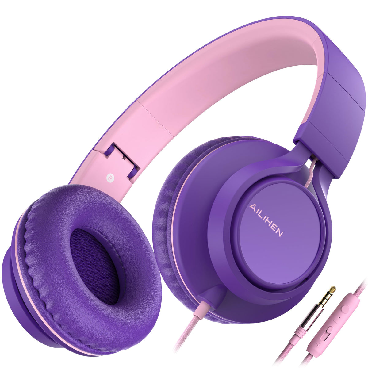 AILIHEN C8 Girls Headphones folded compact for travel and storage.