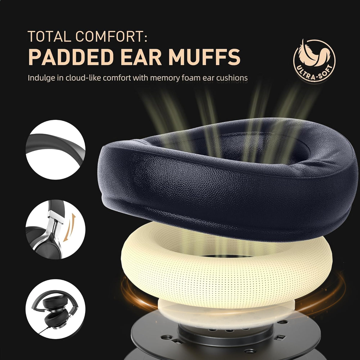 AILIHEN earcup close-up highlighting plush protein-leather cushion comfort