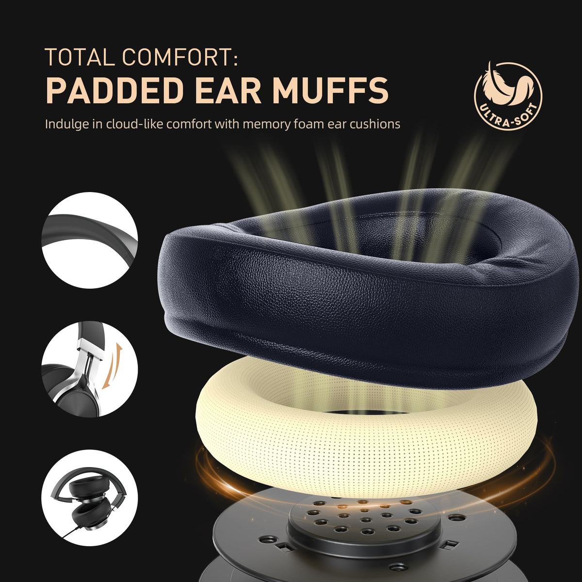 AILIHEN C90 earcup close-up highlighting soft protein-cotton padding