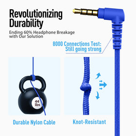 AILIHEN gold-plated 3.5mm plug and reinforced nylon cable detail, ensures reliable connection