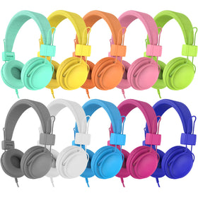 AILIHEN classroom headphones 10-pack in bright colors for classrooms