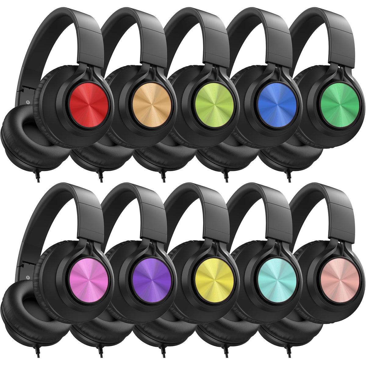 AILIHEN classroom headphones bulk 10 pack multicolor for classrooms with durable 3.5mm jack
