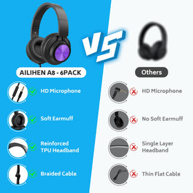 AILIHEN classroom headphones color variety ideal for group use and color coding