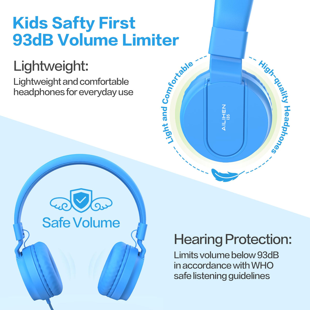 AILIHEN folded headsets stored compactly for easy classroom storage and transport