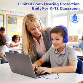 AILIHEN folded headset close-up showing hinge and compact storage, saves classroom space