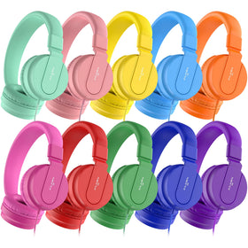 AILIHEN front packaging showing 10-pack classroom headsets and mixed colors for quick setup