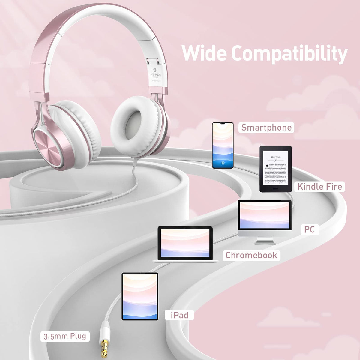 AILIHEN 3.5mm jack works across most devices.