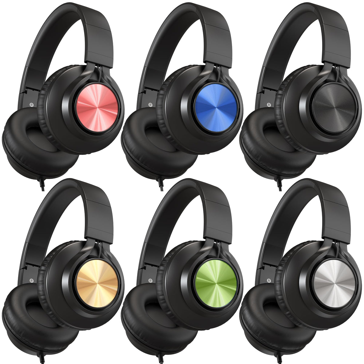 AILIHEN six-pack front packaging showing multicolor school-ready headsets