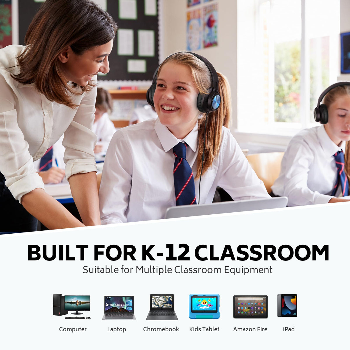 AILIHEN adjustable foldable headband fits multiple student sizes