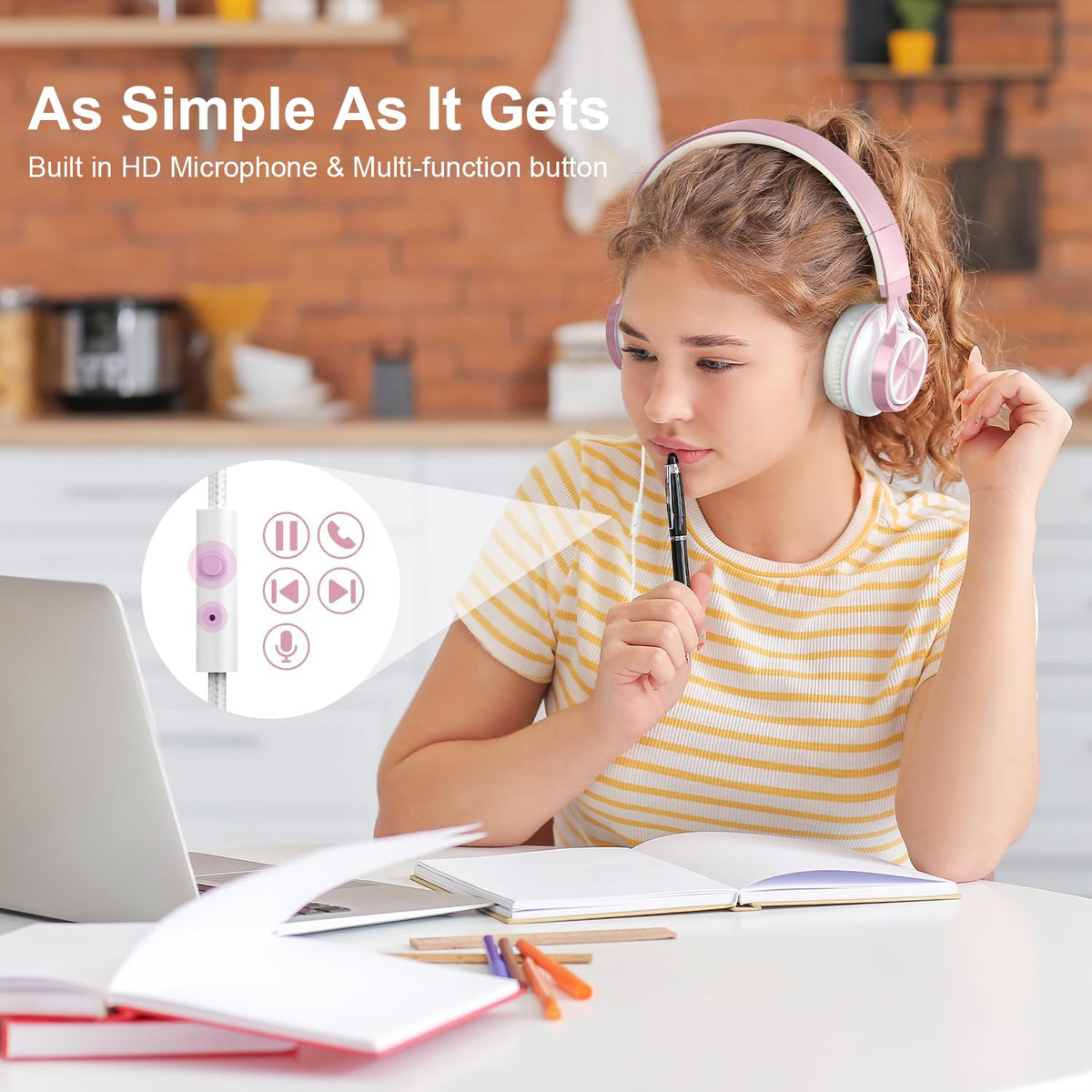 AILIHEN cable with multifunction button for play, pause, and calls.