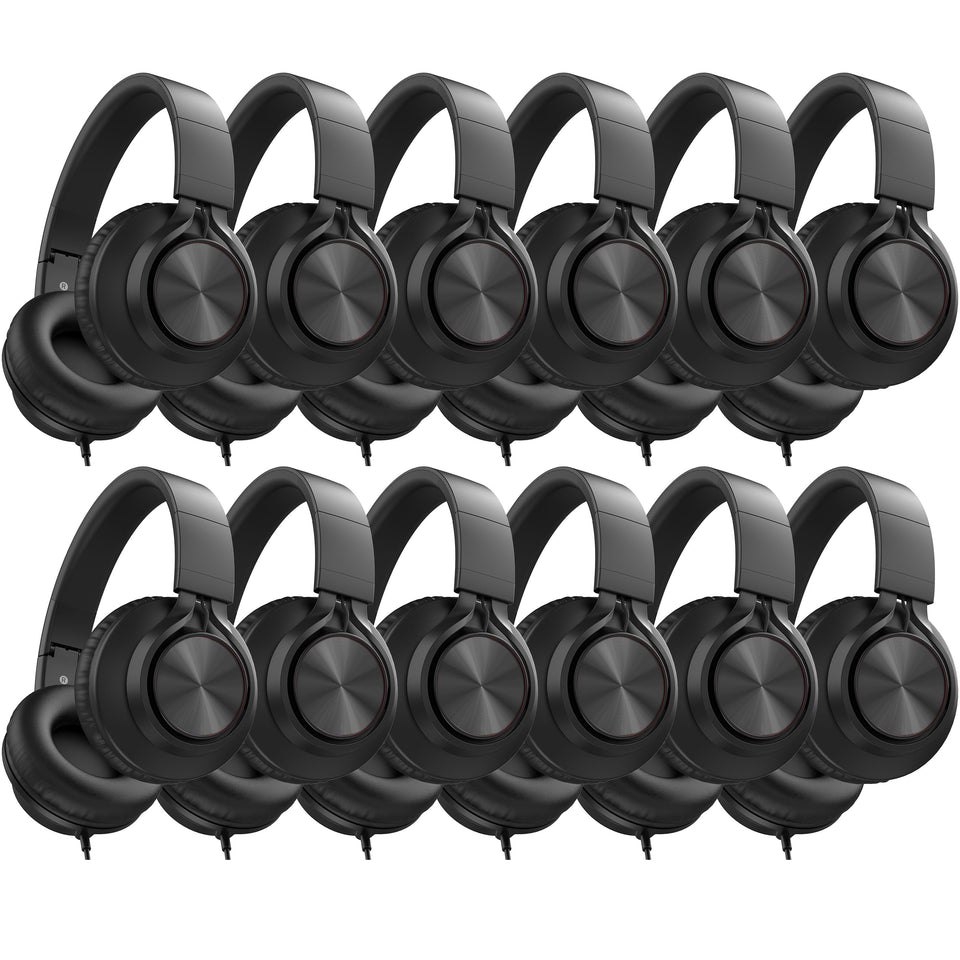 AILIHEN over-ear classroom headphones, durable for daily 12-pack bulk use
