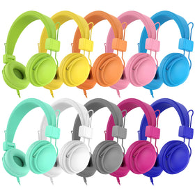 AILIHEN Kids Headphones 20-pack in vibrant colors for classroom grouping.