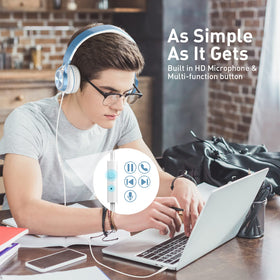 AILIHEN Kids Headphones blue microphone cable enables clear calls