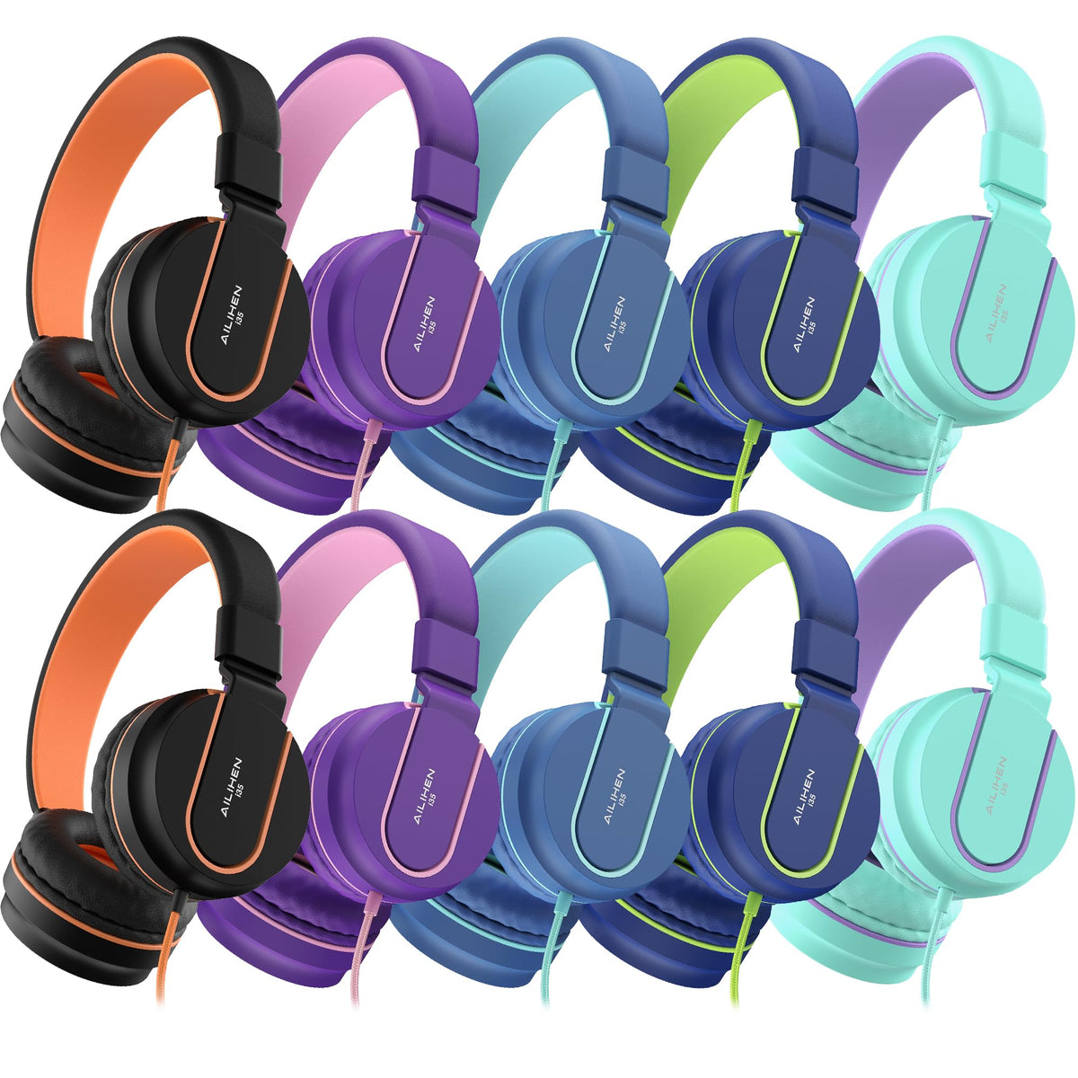 AILIHEN kids headphones bulk pack on-ear design with mic for classroom use