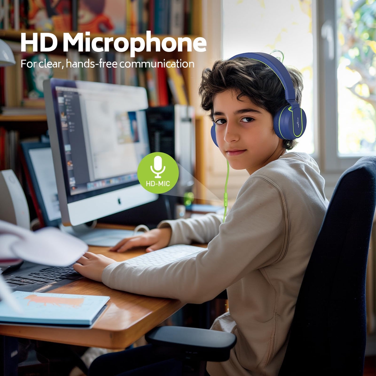 AILIHEN 40mm drivers deliver clear stereo sound for learning