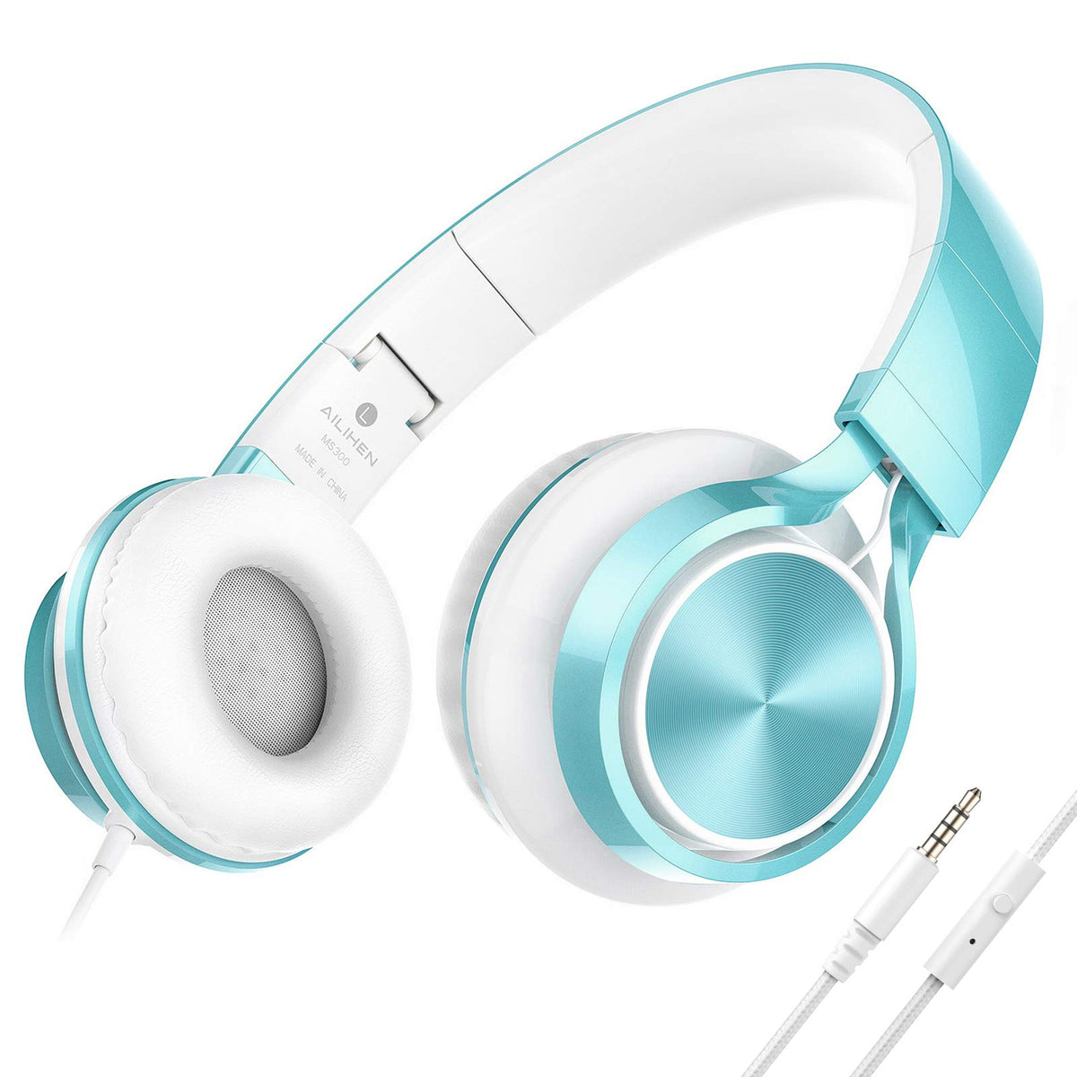 AILIHEN Kids Headphones front view in lime green, durable daily school wear.