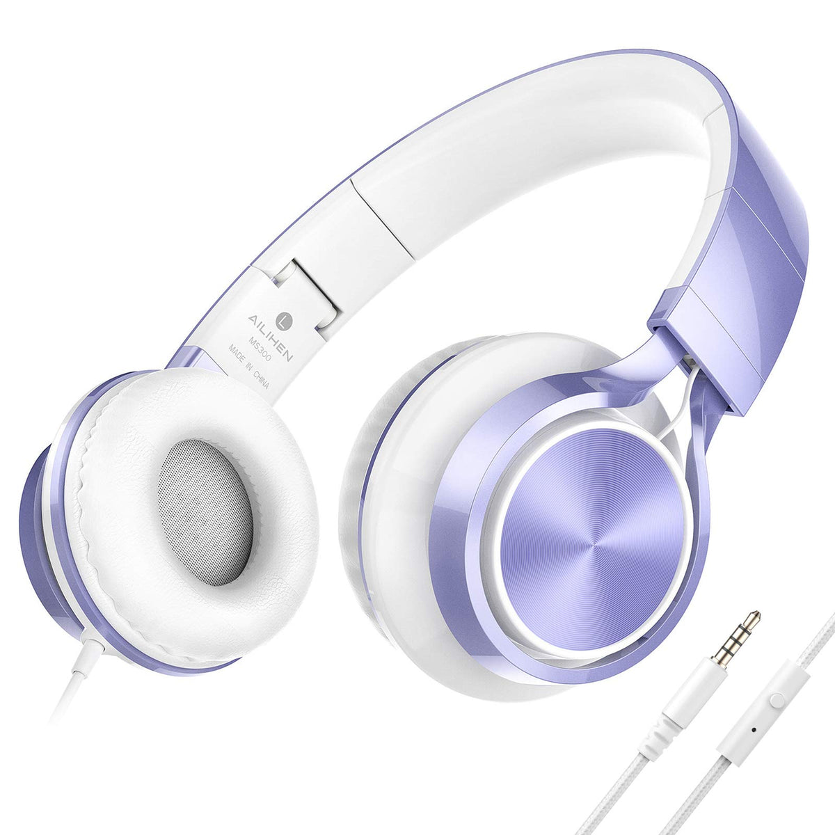 AILIHEN Kids Headphones front view with stylish violet finish for school use