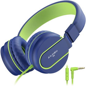 AILIHEN Kids Headphones I35 on-ear in blue-green offer comfy fit for classroom listening.