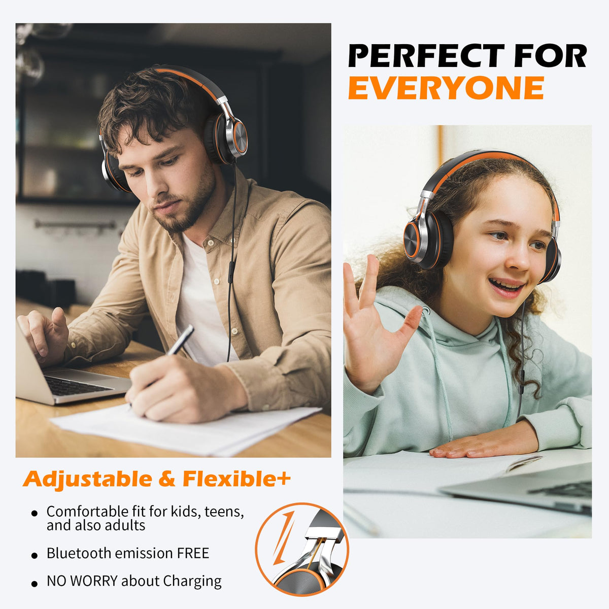 AILIHEN Kids Headphones with microphone and volume control for hands-free calls.
