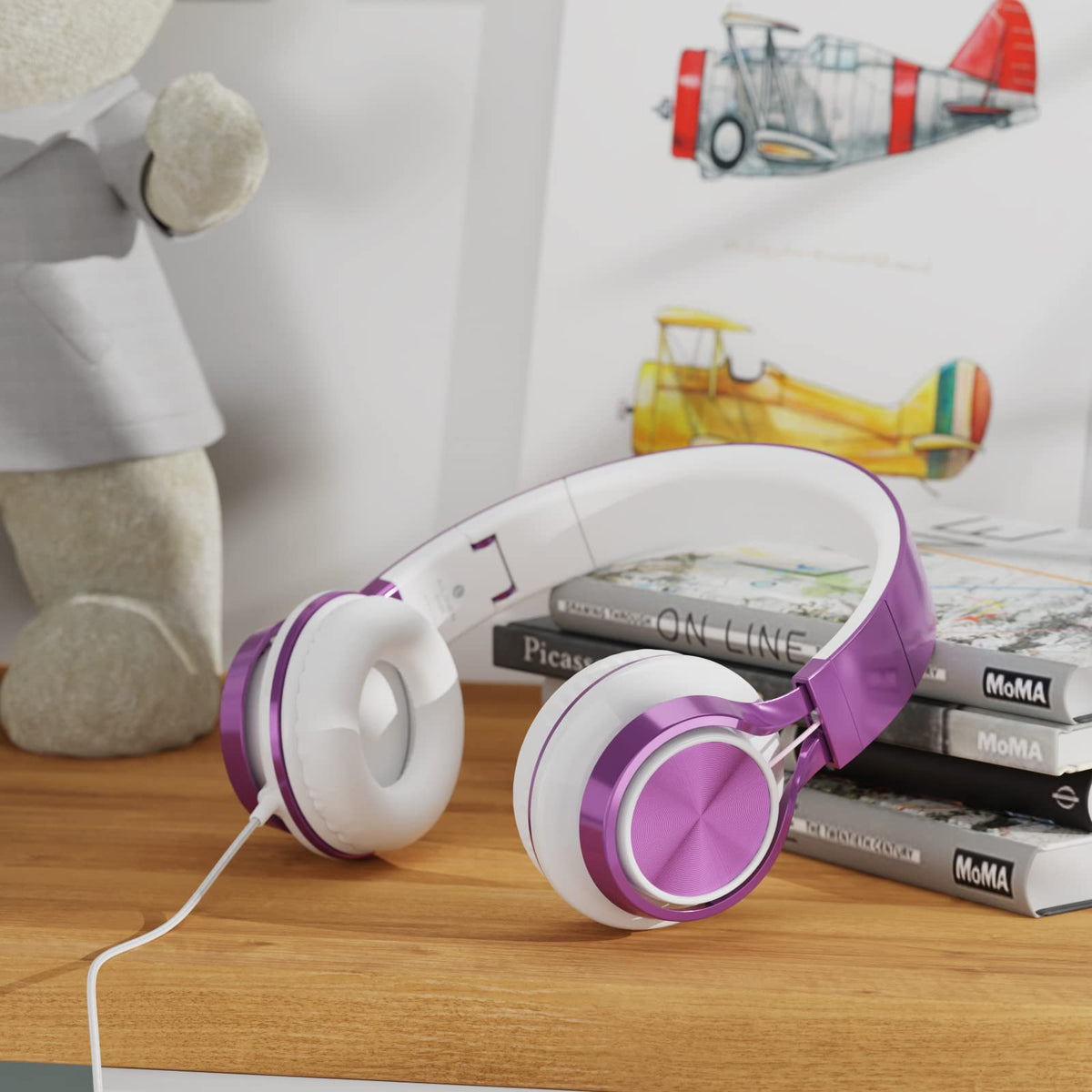 AILIHEN MS300 purple girl headphones classroom use for students