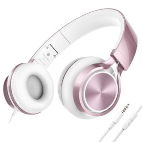 AILIHEN wired headphones with rose-gold coating for stylish classroom use.