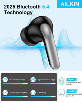AILKIN Earbuds clear calls with ENC mic for conversations in noisy environments.