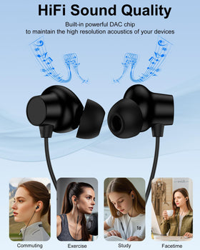 AILKIN in-ear fit with soft tips ensures secure comfort during workouts