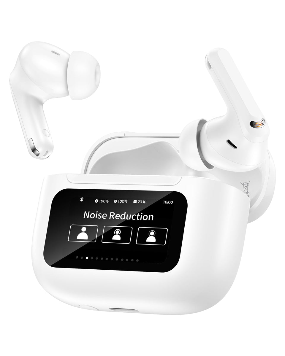 AILKIN iPhone Earbuds with LED touch display case for quick status checks.