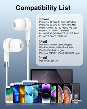 AILKIN Lightning Earbuds compatible with iPhone Lightning devices for plug-and-play.