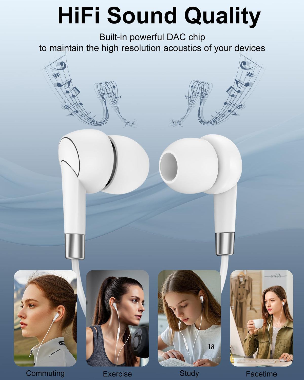 AILKIN Lightning Earbuds soft silicone ear tips enhance comfort and isolation.
